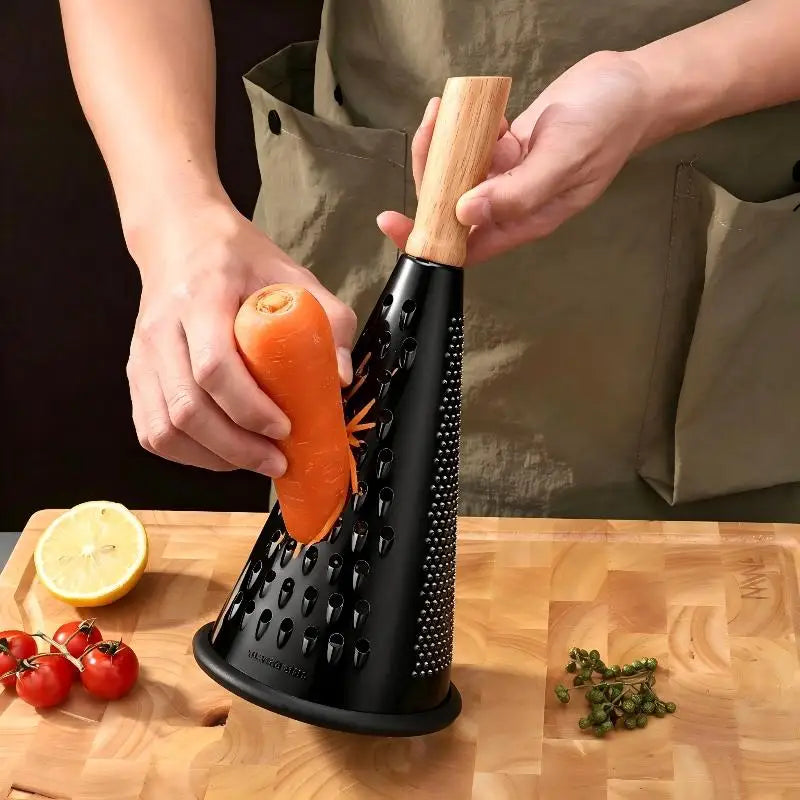 Stainless Steel Grater Wood Handle Multi-Use Kitchen Gadget For Cheese Vegetable Chocolate Garlic Potato Tomato Grating Tool Oasis Select