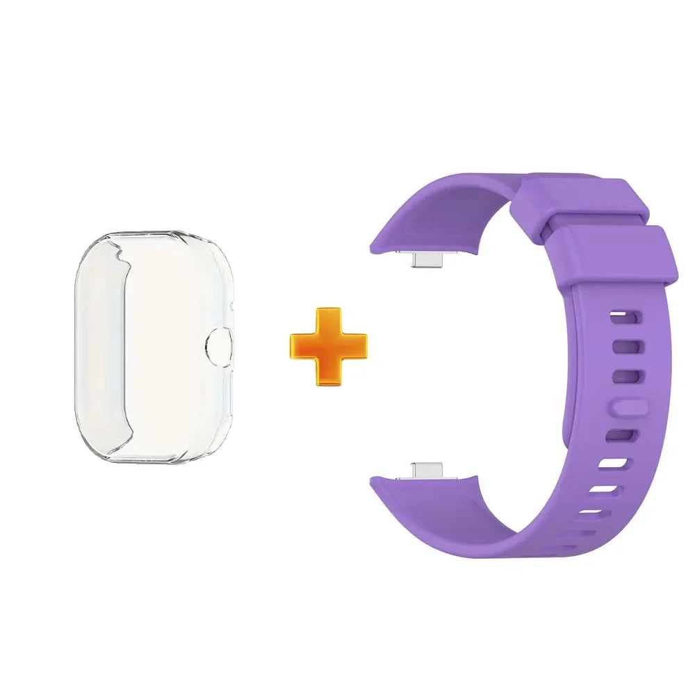 Redmi Watch 4 Silicone Strap & TPU Case Set – Shockproof Cover Smartwatch Strap Set Oasis Select PURPLE