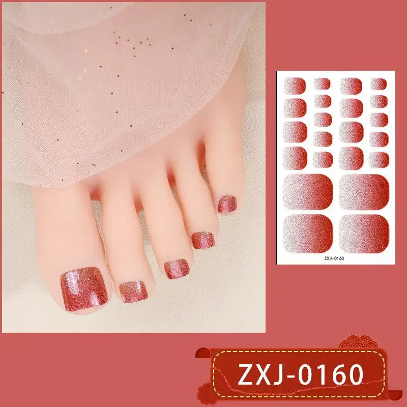 SADOER Glitter Toenail Stickers – 22-Tip Full Cover Nail Wraps Toenail Sticker Wraps Oasis Select style 1