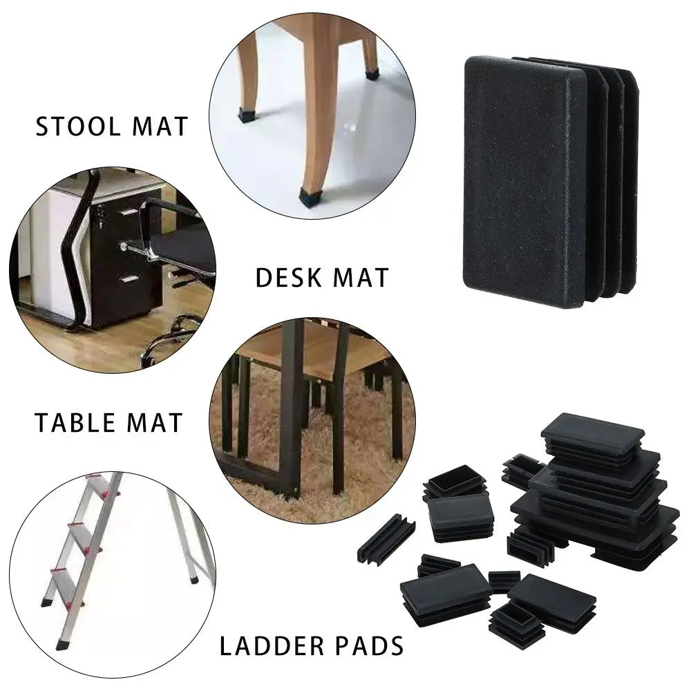 10Pcs Plastic Black Chair Feet Tube Cap Furniture Non-slip Foot Protective Pad Steel Rectangular Tube Plug Dust-Proof Foot Cover Oasis Select