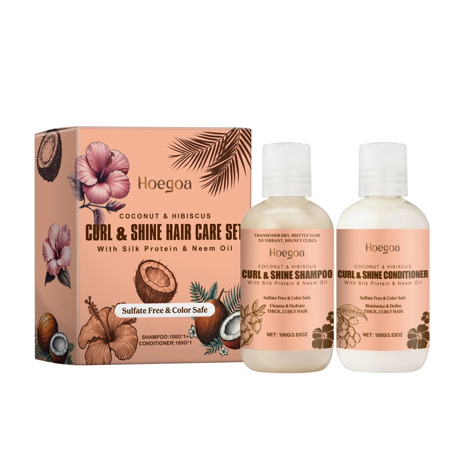 HOEGOA Coconut Shampoo & Conditioner Set for Curly Hair Shampoo & Conditioner Set Oasis Select 1set boxed