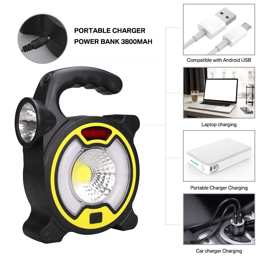 30W LED Portable Rechargeable Floodlight Waterproof Spotlight Battery Powered Searchlight Outdoor Work Lamp Camping Lantern Oasis Select W804 USB Plug