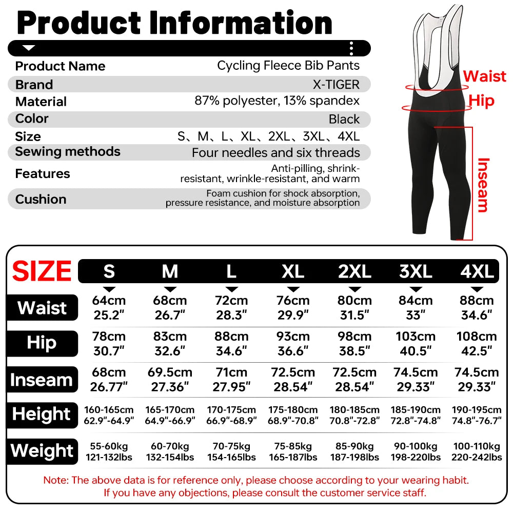 X-TIGER New Winter Men's Cycling Long Bibs Gel Padded Windproof Mountain Road Bike Pants Warm Comfortable Cycling Leggings Oasis Select