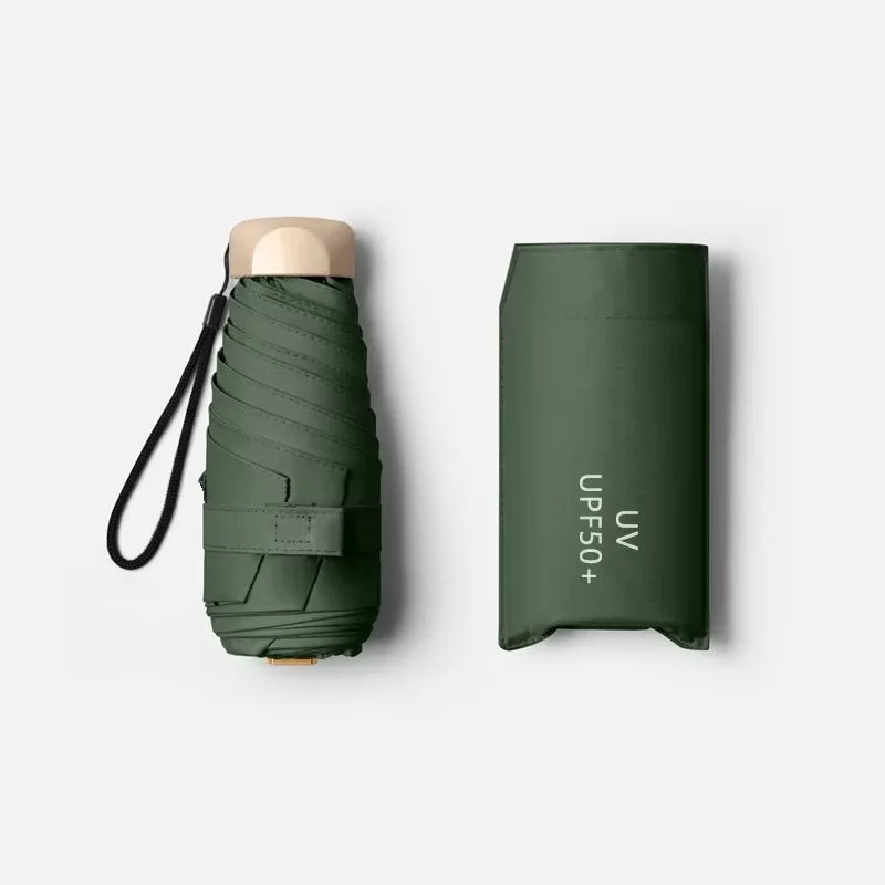 55% Off Mini Sun Umbrella Small Pocket Rain Umbrella Vinyl Folding UV Ultraviolet Protection Sun Shade Pocket Parasol Capsule Oasis Select Green 6K Aluminum