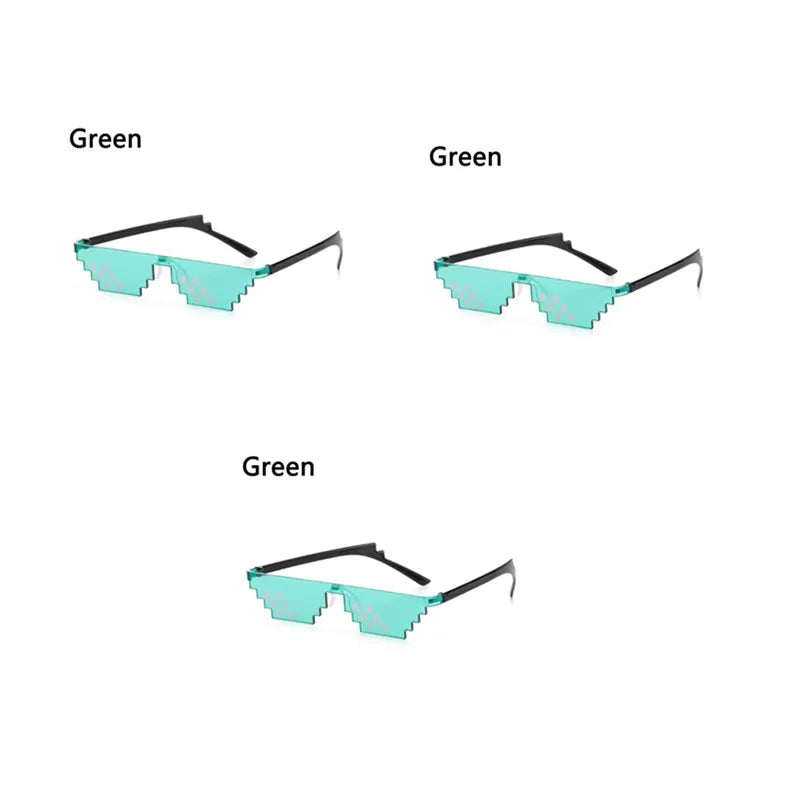 1/2/3pcs Mosaic Funny Party Glasses Festival Party Photo Props Anime Pixel Glasses Pixelated-Meme Decor Favor Funny Creative Oasis Select 3pcs Green