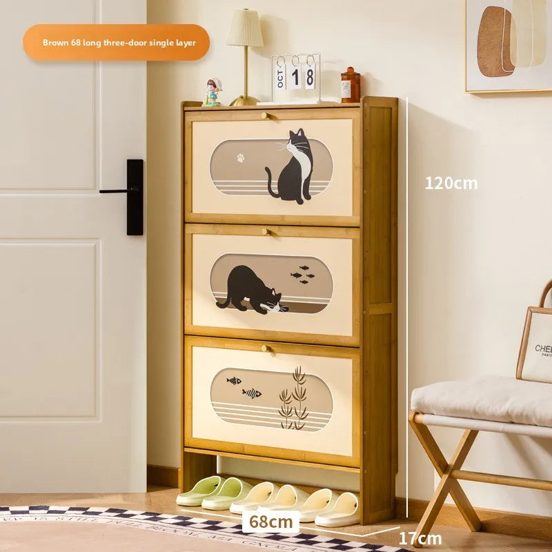 multi-layer strong and durable storage cabinet at the door of the home, good-looking indoor dust-proof Nanzhu shoe cabinet Oasis Select Brown 3-70