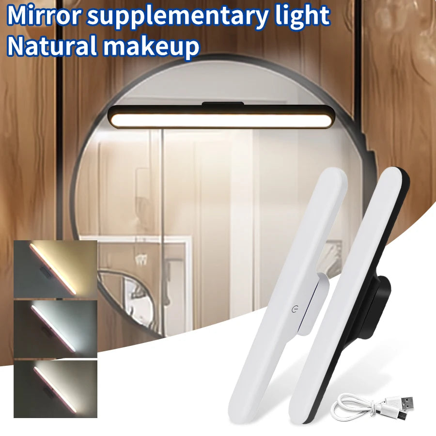 LED Mirror Front Makeup Light 3 Colors Dimmable Table Lamp USB Magnetic Hanging Closet Lamp Portable Study Office Reading Light Oasis Select