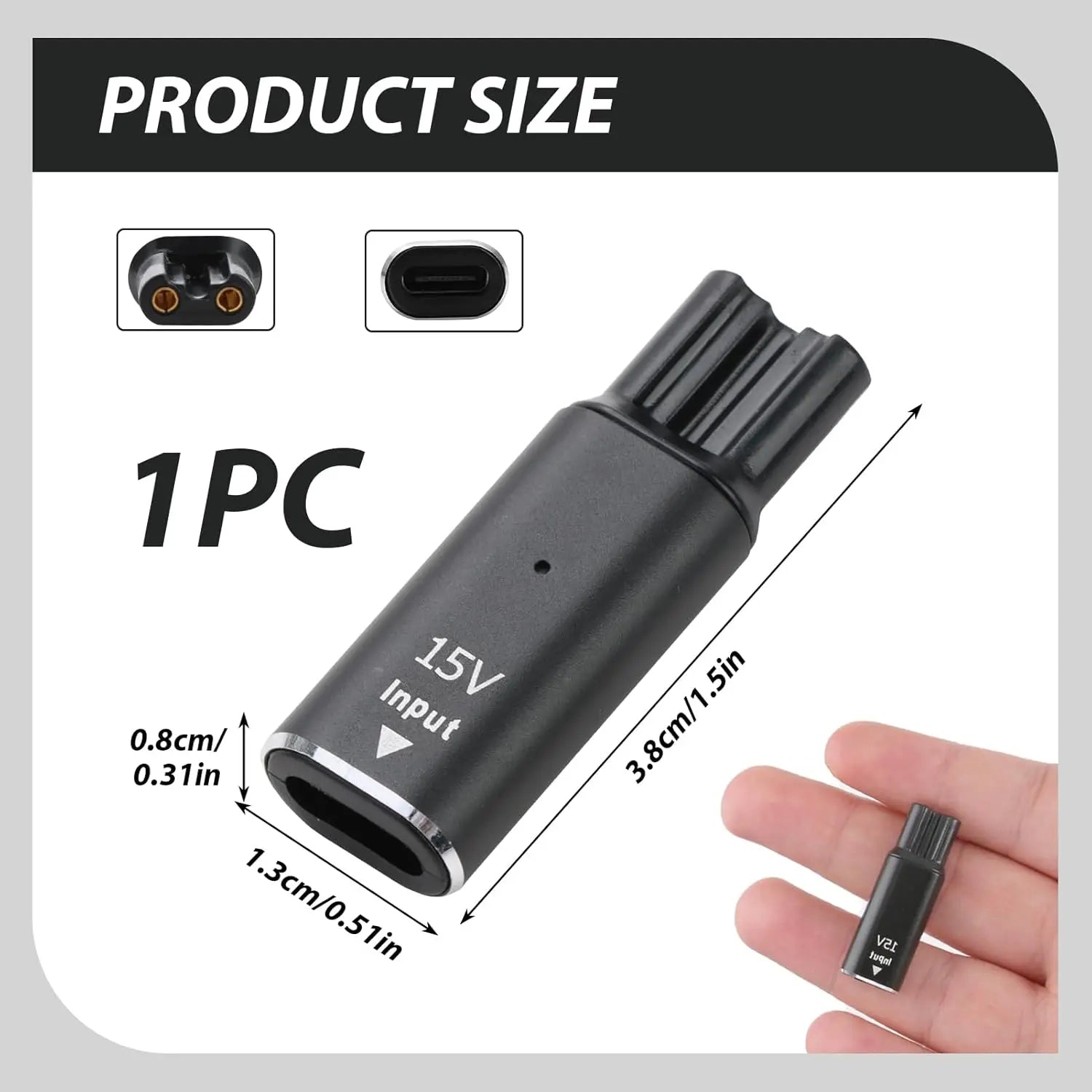 15V Type-C Shaver Adapter for Philips OneBlade HQ8505 QP6510 Shaver Charging Adapter Oasis Select