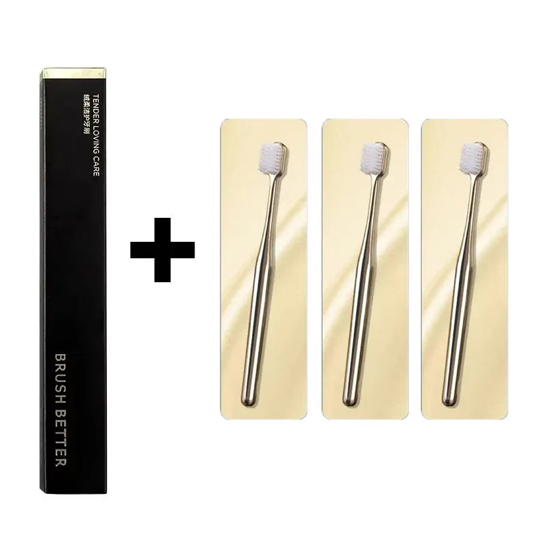 1/2/3/4pcs Advanced Luxury Adult Soft Bristle Manual Toothbrush Sensitive Gum Deep Cleaning Family Oral Care Travel Portable Oasis Select 3pcs Gold white
