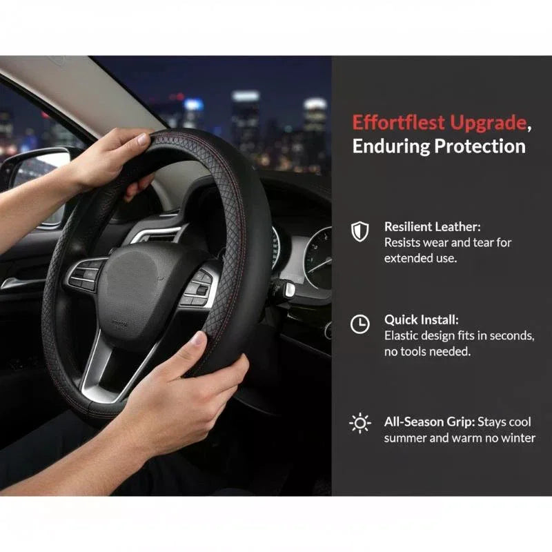 Universal Car Steering Wheel Cover For 37-38cm Steer Wheel Faux Leather Breathable Car Wheel Cover Interior Auto Accessories Oasis Select