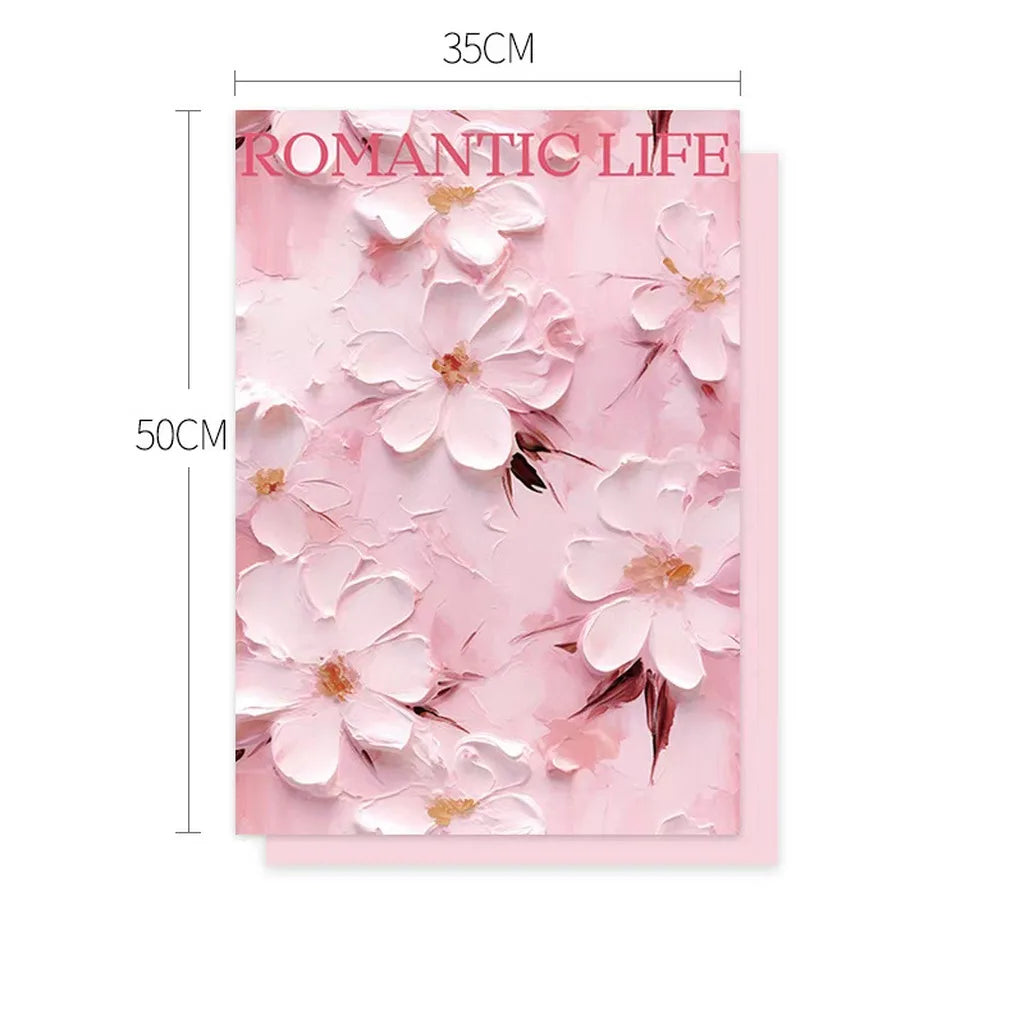 Valentine's Day 3D Oil Painting Wrapping Paper, Korean Wrapping Paper For Flowers , Handmade DIY Materials, Kraft Paper Sheets Oasis Select Pink