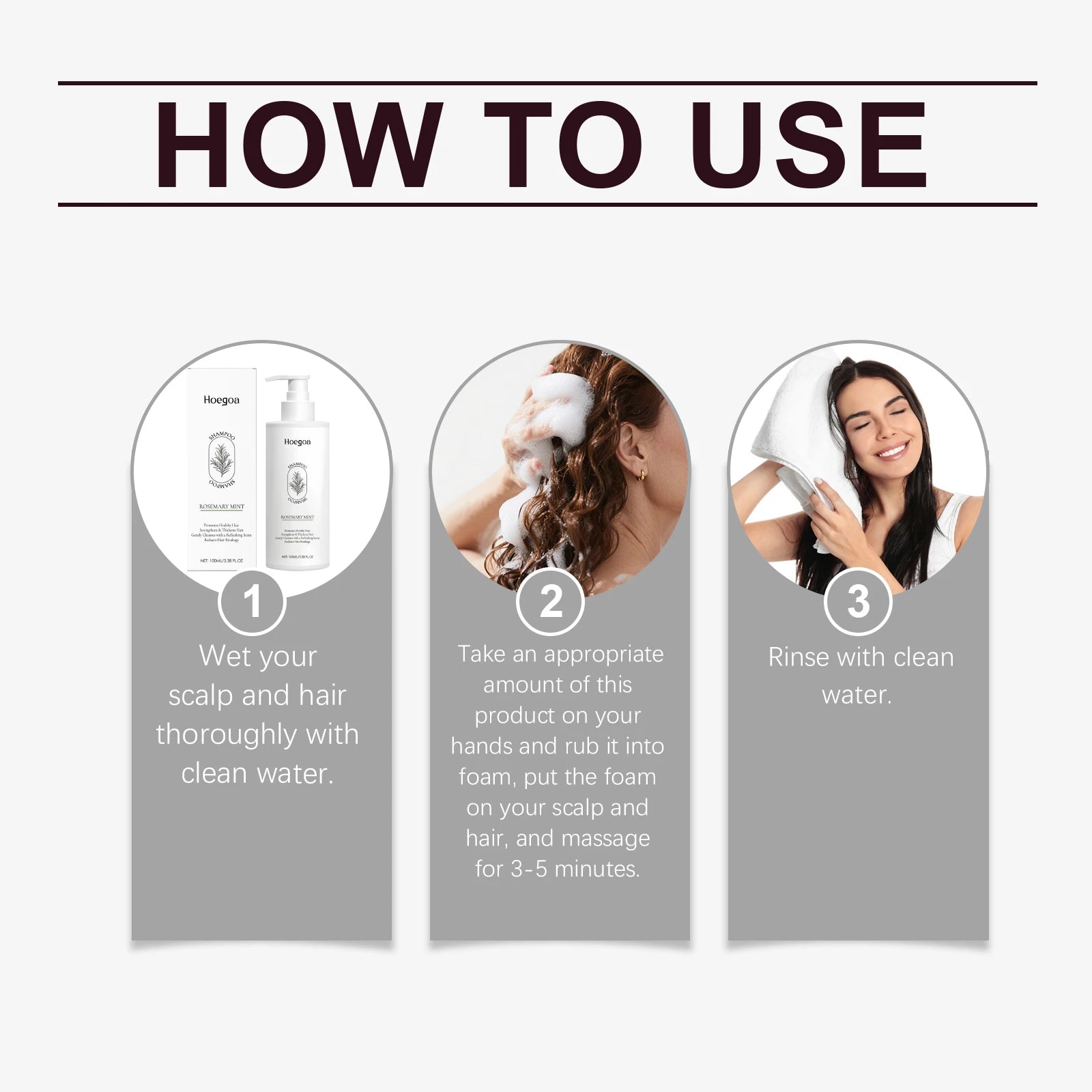 Rosemary Peppermint Shampoo, Shiny Hair Cleansing Hair Soft Fluffy Moisturizing Foam Rich Oasis Select