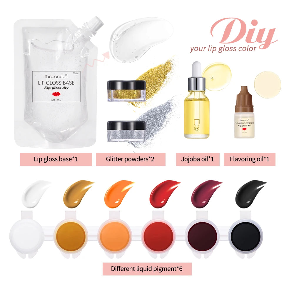 New Lip Gloss Making Kit Moisturizing Lip Gloss Base Diy Raw Material Tool Kit Shiny Glitter Lip Tints Glaze Handmade Cosmetic Oasis Select