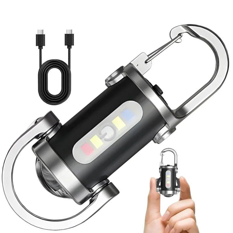 7 Modes Rechargeable COB LED Keychain Flashlight, Portable Hanging Emergency Work Lamp for Camping Walking Outdoor Gear Oasis Select B Style