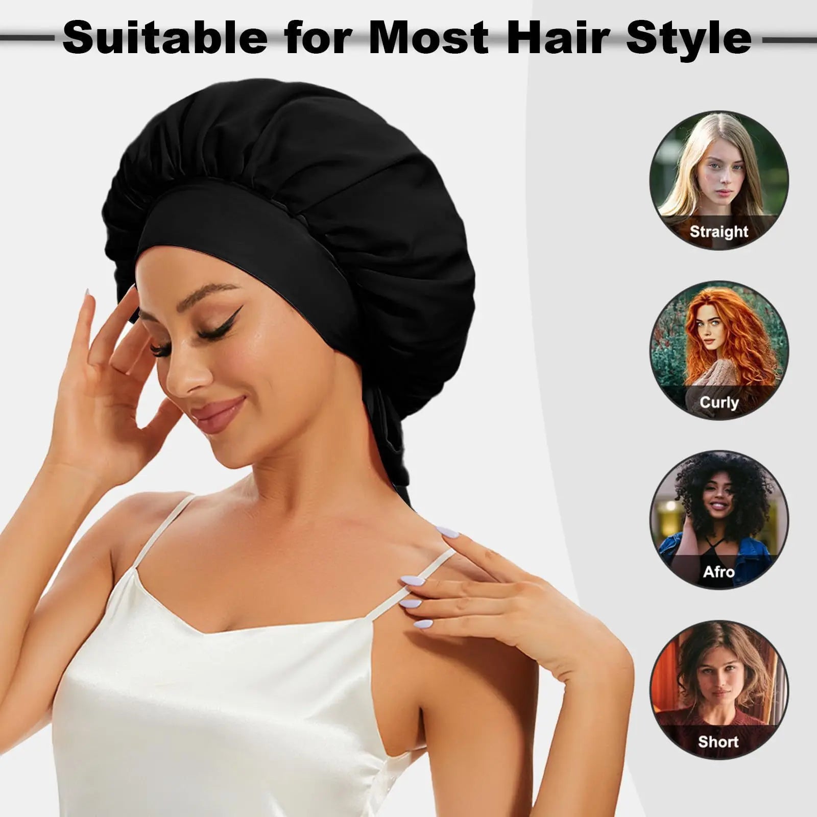 Elastic Ribbon Solid Color Shower Cap Wide Edge Round Bathing Hat Multifunctional For Sleeping Nightcap Knotted Headband Headsca Oasis Select