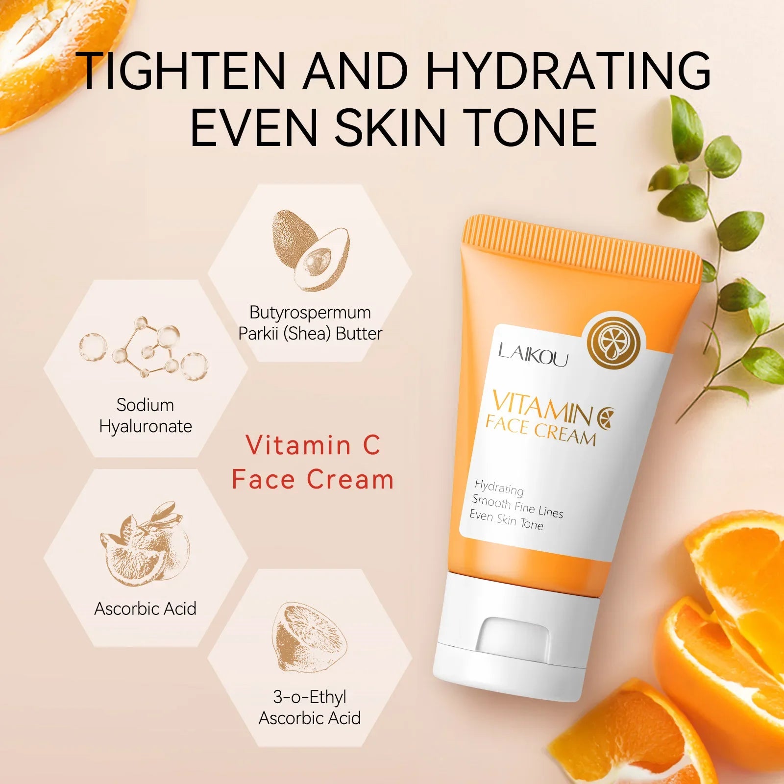 LAIKOU Vitamin C Face Cream – Brightening & Hydrating 30g Vitamin C Face Cream Oasis Select