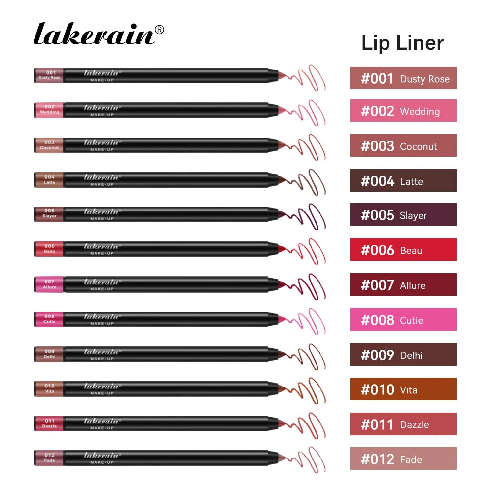 12 Colors Matte Lipliner Pencil Red Contour Tint Lipstick Waterproof Long Lasting Non-stick Cup Moisturising Lips Makeup Oasis Select