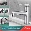 3 Patterns Bathroom Pull Out Taps Faucet with Pull Down Spray Swivel Spout Faucet Bathroom Sink Single Hole Pull Out Faucet Oasis Select Silver