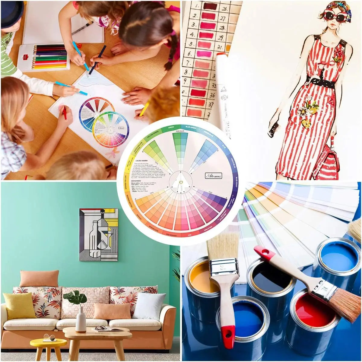 1pc International Standard Color Gradient Wheel,Creative Color Wheel and Mixing Chart -Art Teaching Tool with Color Theory Guide Oasis Select