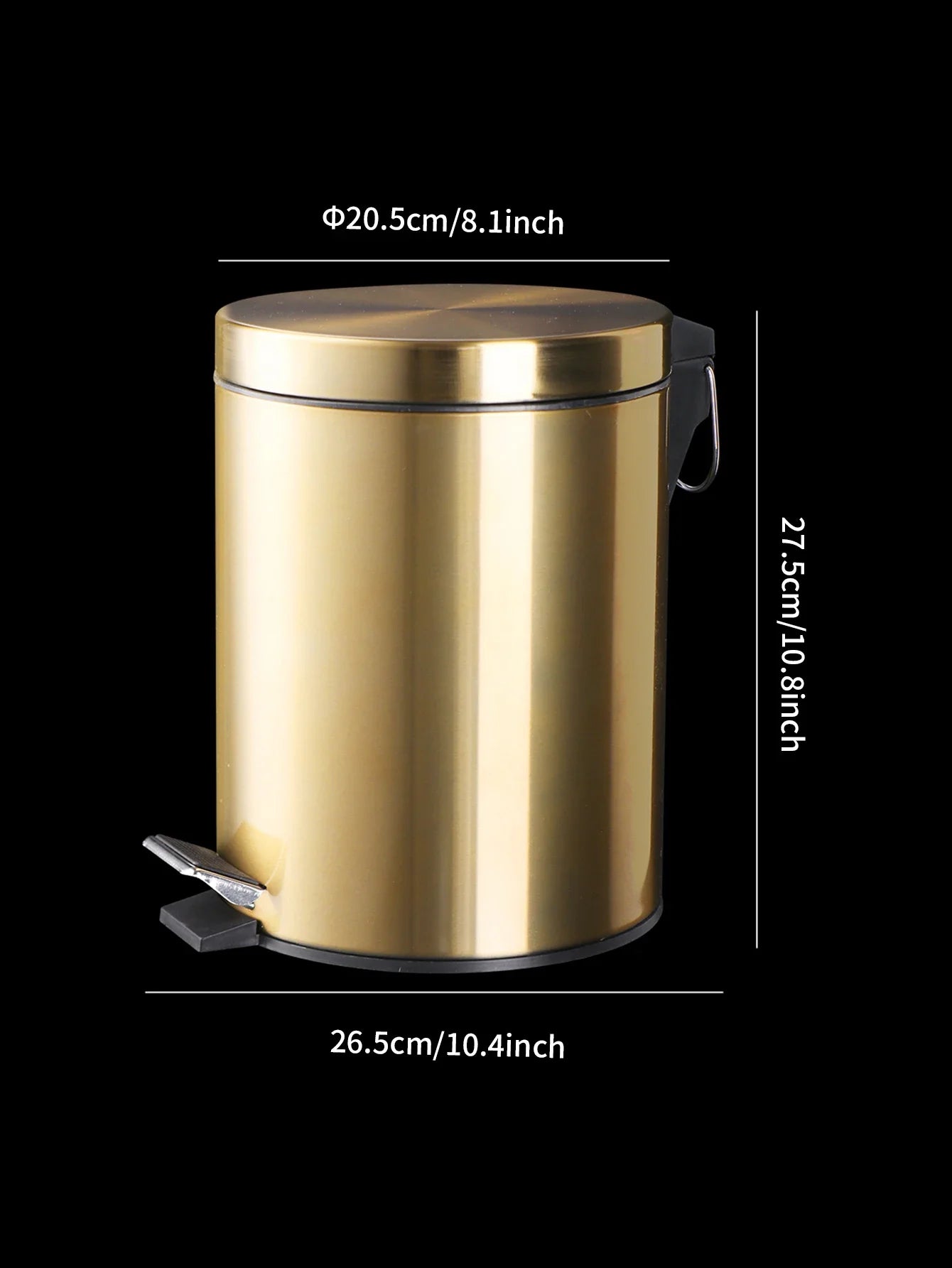 5L Gold Stainless Steel Garbage Can Waterproof Metal Trash Can with Lid Removable Inner Bucket for Kitchen Bathroom Trash Can Oasis Select