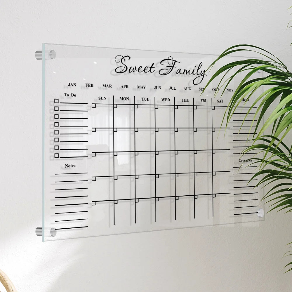 Acrylic UV printed calendar table study wall weekly plan can be erased itinerary Oasis Select