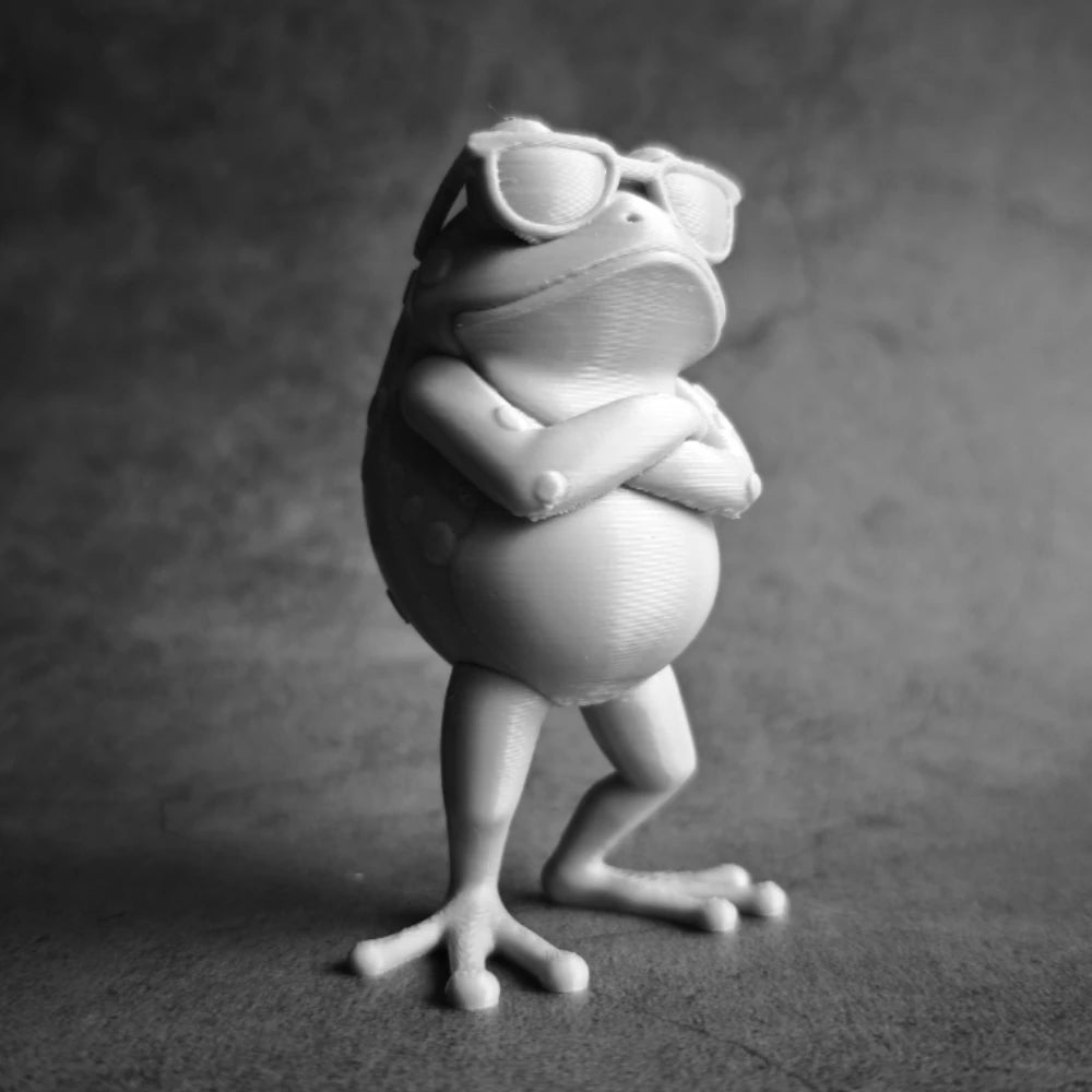 3D Printed Cool Frog Figurine with Sunglasses Funny Animal Statue Desktop Ornament Home Office Decor Creative Gift for Frog Oasis Select