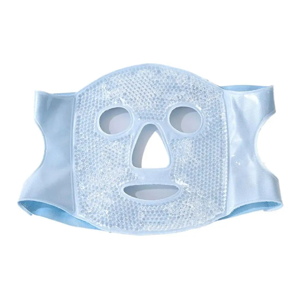 Ice Cold and Hot Heat Full Face Eye Mask New SPA Gel Beads Compress For Dark Circles Puffiness For Women Man Skin Care Tools Oasis Select Blue