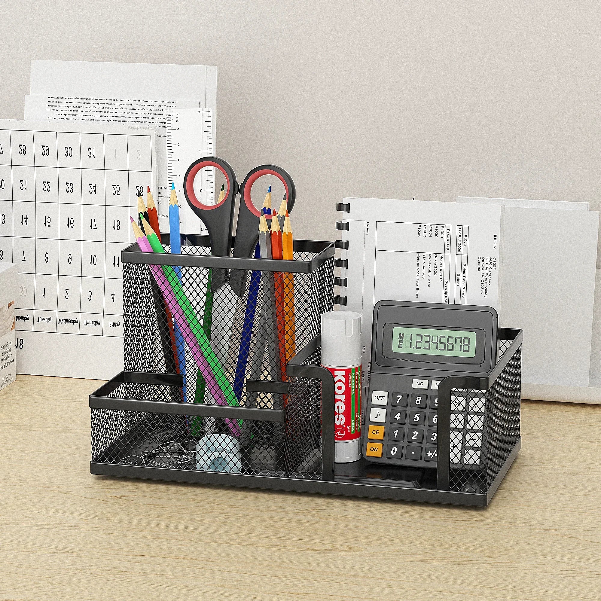1pc Black 3-Tier Mesh Desk Organizer, Office Supplies Storage with Pencil Holder & Baskets for Home School Oasis Select black