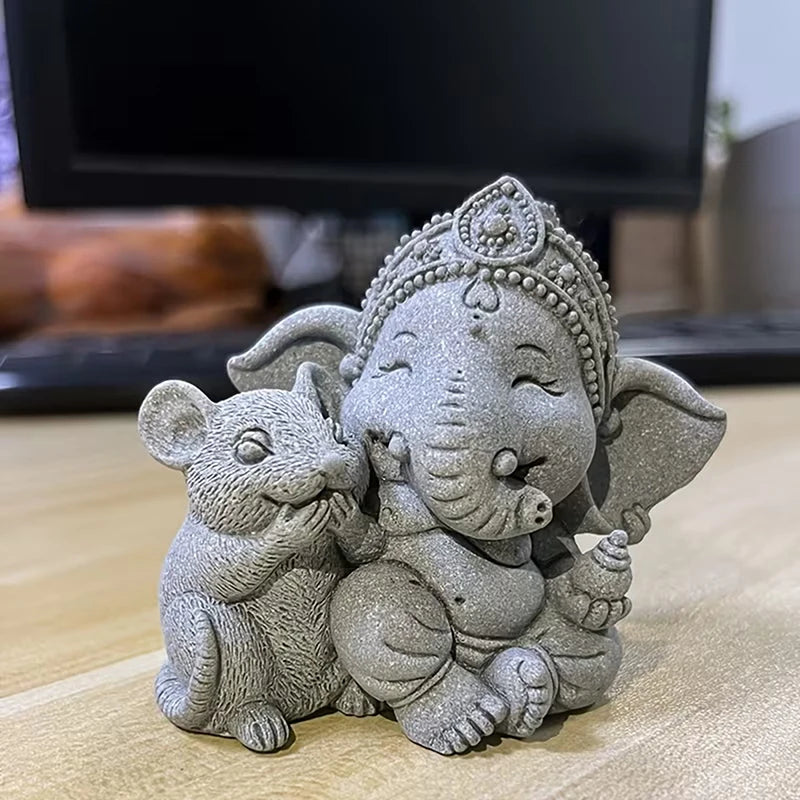 1pc Elephant Statue With Hands Clasped In Prayer Position, A Guardian Elephant Statue, For Home Decoration. Oasis Select