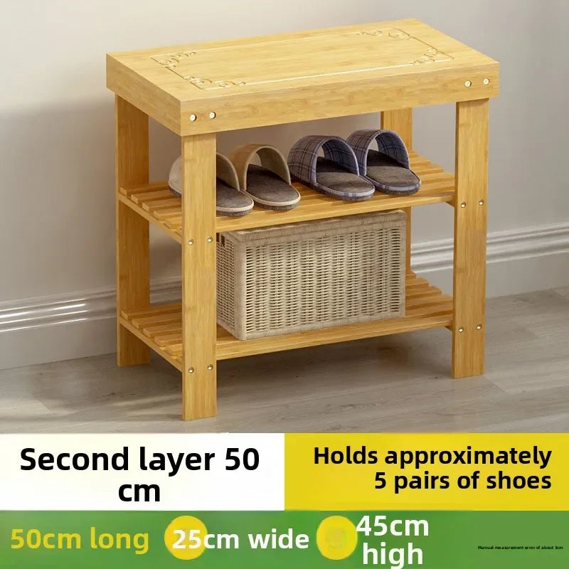 Shoe changing stool household door shoe cabinet seat stool integrated seated small stool wear shoe stool soft bag shoe rack Oasis Select Primary-2 layer-50cm