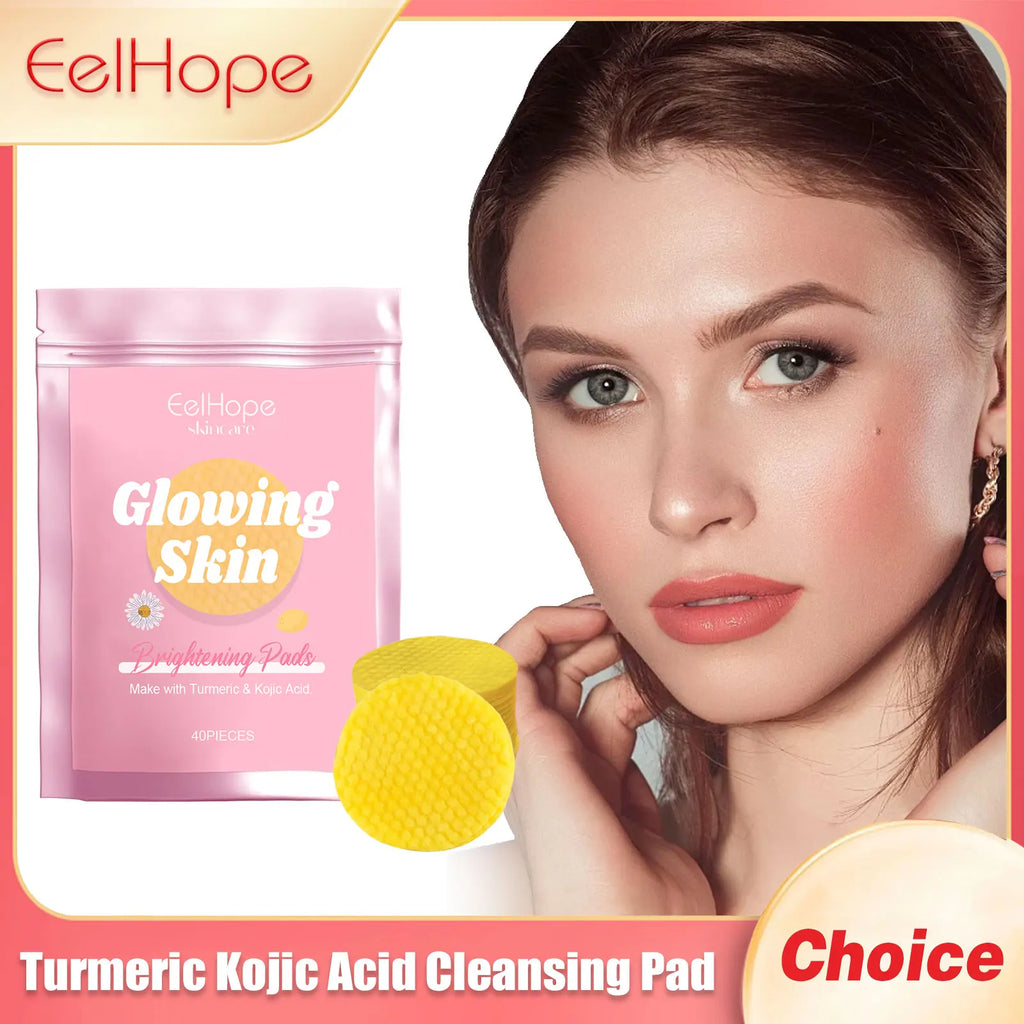 Eelhope Turmeric Kojic Acid Cleansing Pad Moisturizing Dry Improve Darkening Skin Shrink Pores Oil Control Face Exfoliating Pads Oasis Select