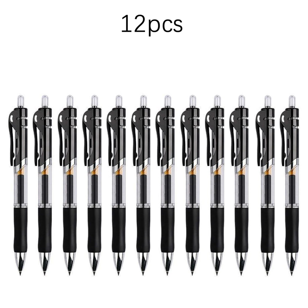 6/12pcs Retractable Gel Pens Set Black/Red/Blue Ink Ballpoint for Writing Refills Office Accessories School Supplies Stationery Oasis Select 12Pcs black