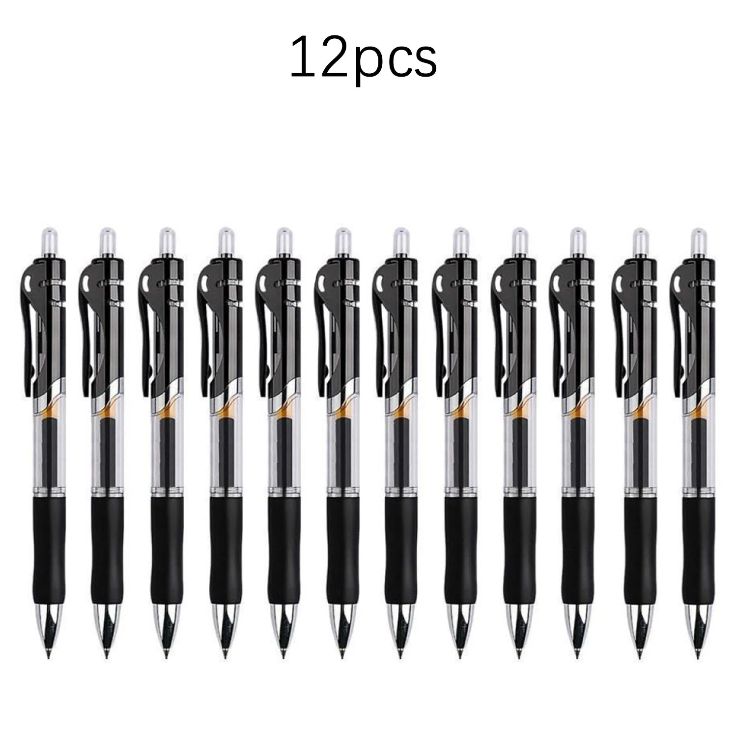 6/12pcs Retractable Gel Pens Set Black/Red/Blue Ink Ballpoint for Writing Refills Office Accessories School Supplies Stationery Oasis Select 12Pcs black