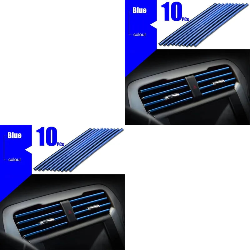 10/20pcs Car Air Conditioner Decoration Strip For Vent Outlet Moulding Trim Strips Car Styling Car Door Edge Corner Decoration Oasis Select 20pcs Blue