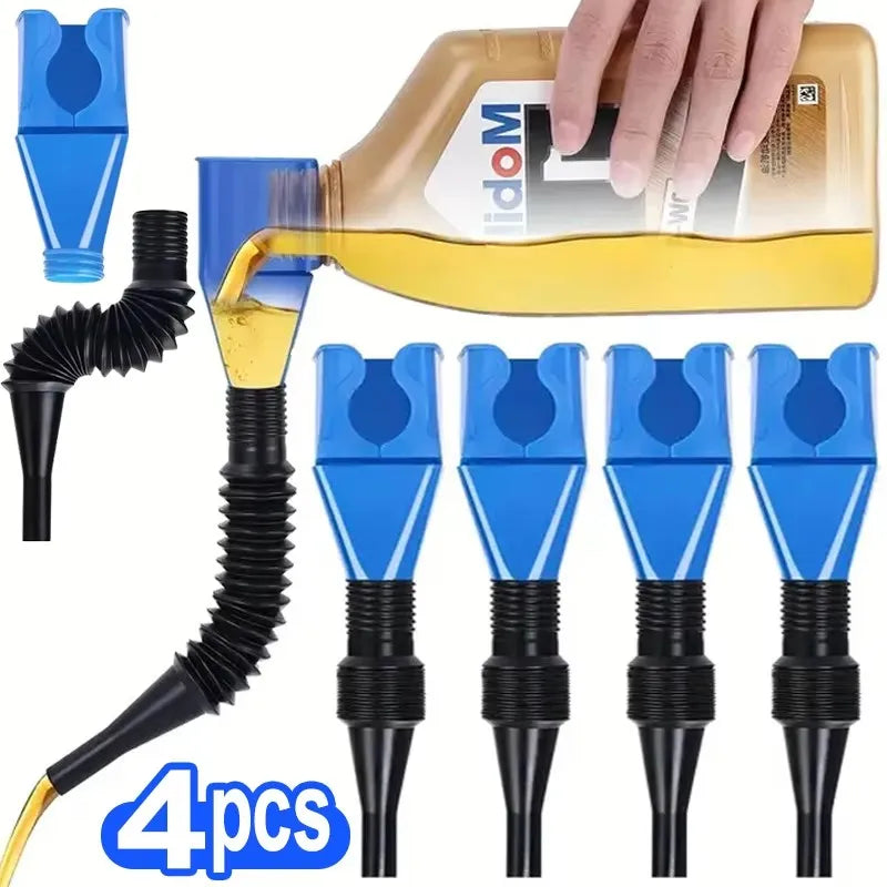 1/2/4/6pcs Blue Universal Plastic Multi-Function Wide Mouth Large Funnels Flexible Draining Tool Snap Funnel For Automotive Oil Oasis Select