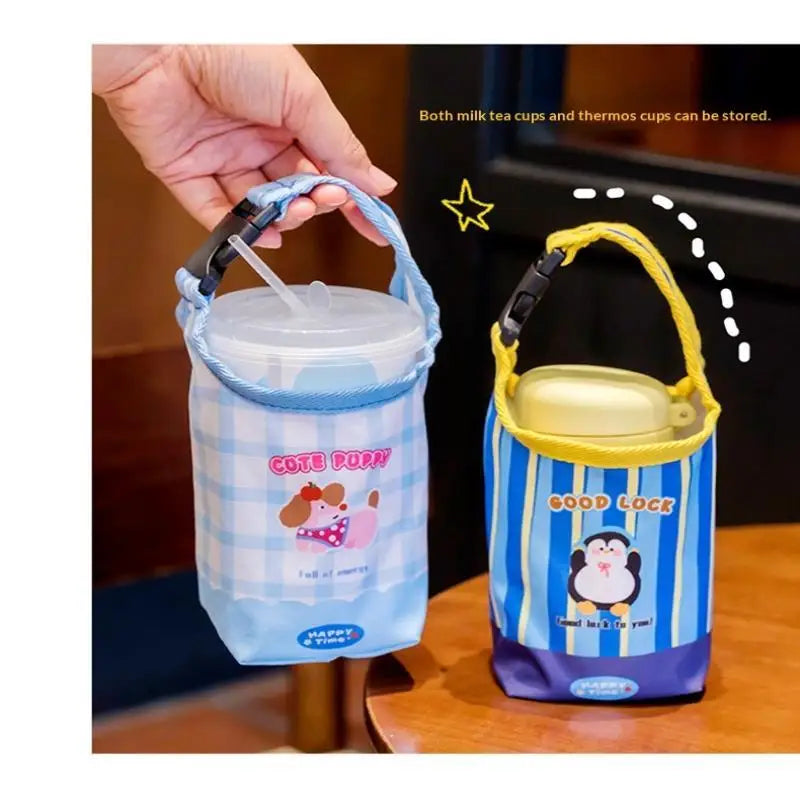 Cartoon Water Bottle Carrier Bag Adjustable Buckle Baby Stroller Bottle Cup Holder Universal Daily Use School Outdoor Trips Oasis Select
