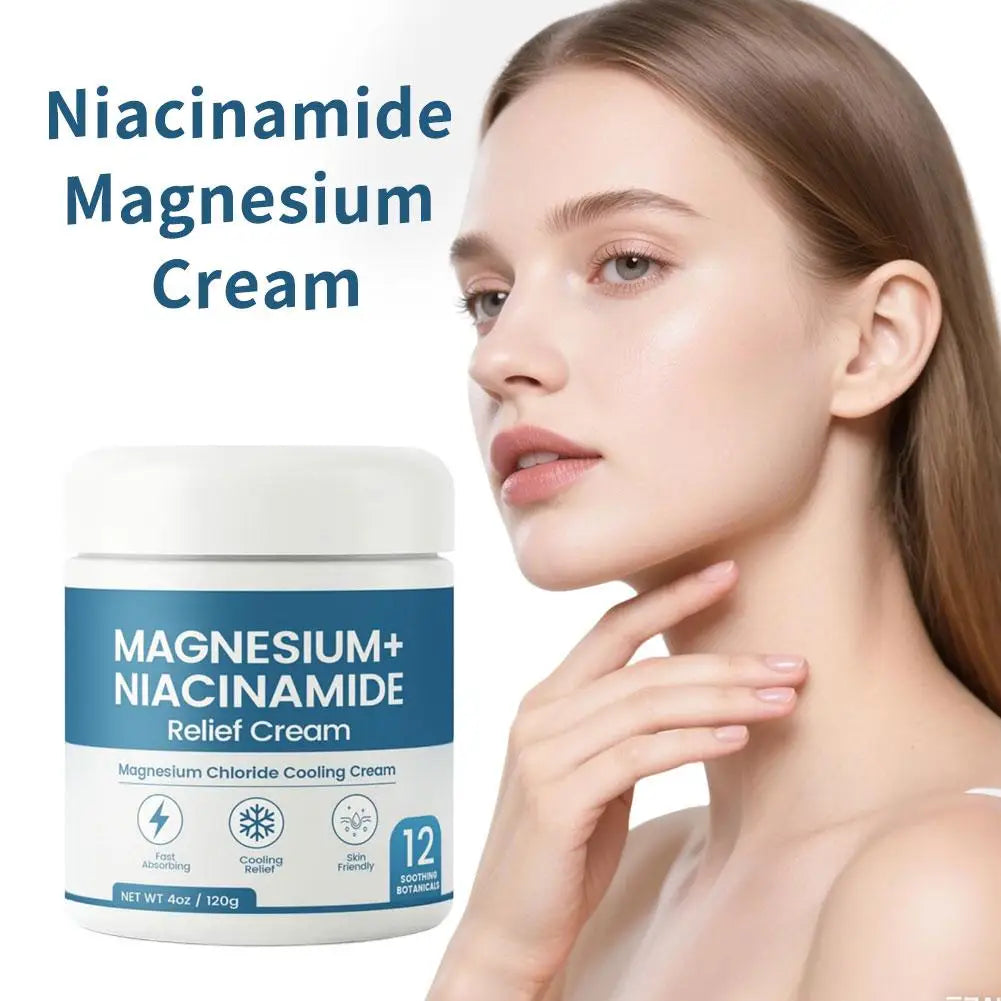 Nerve Relief Magnesium Cream With Niacinamide Moisturizing Hydrated Skin Repair Skin Barrier for Knees Joints Muscles Massage Oasis Select