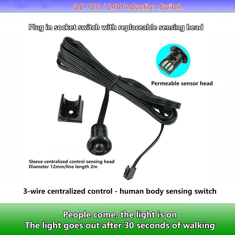 Mini LED Cabinet Light Sensor Switch 12V 24V Touch/Hand Sweep/PIR Motion/Door ON/OFF Kitchen Wardrobe Lamp Control Oasis Select PIR