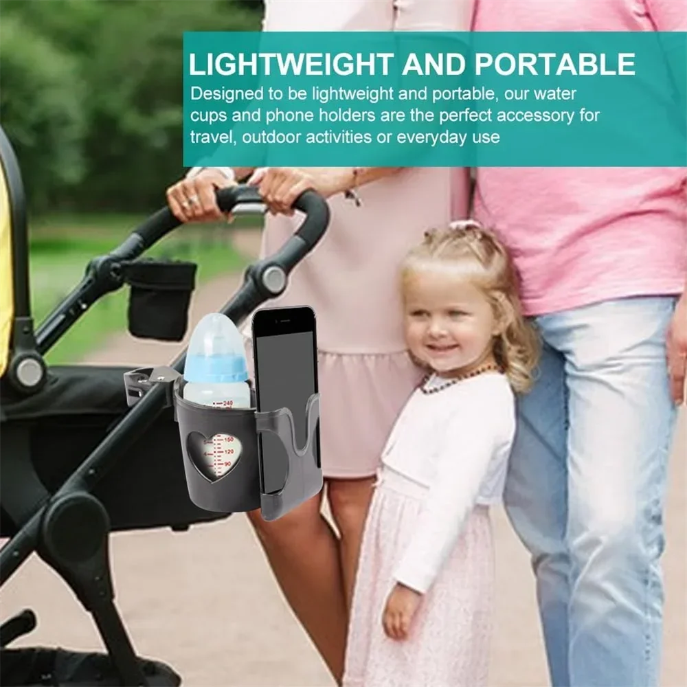 2-in-1 Baby Stroller Cup Holder Phone Holder Multifunctional Universal Infant Bottle Holder Stroller Accessories Cup Holder Oasis Select