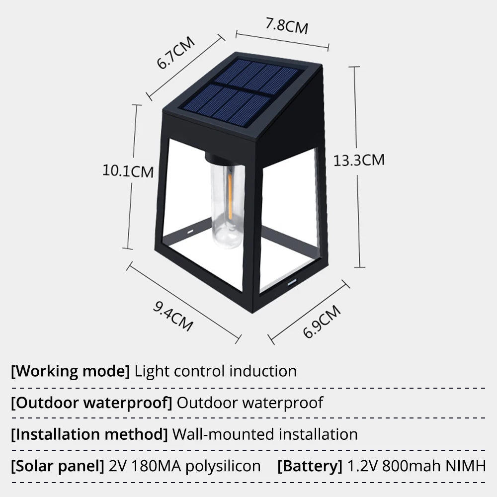 Solar LED Wall Light IP65 Waterproof Outdoor Garden Lamp