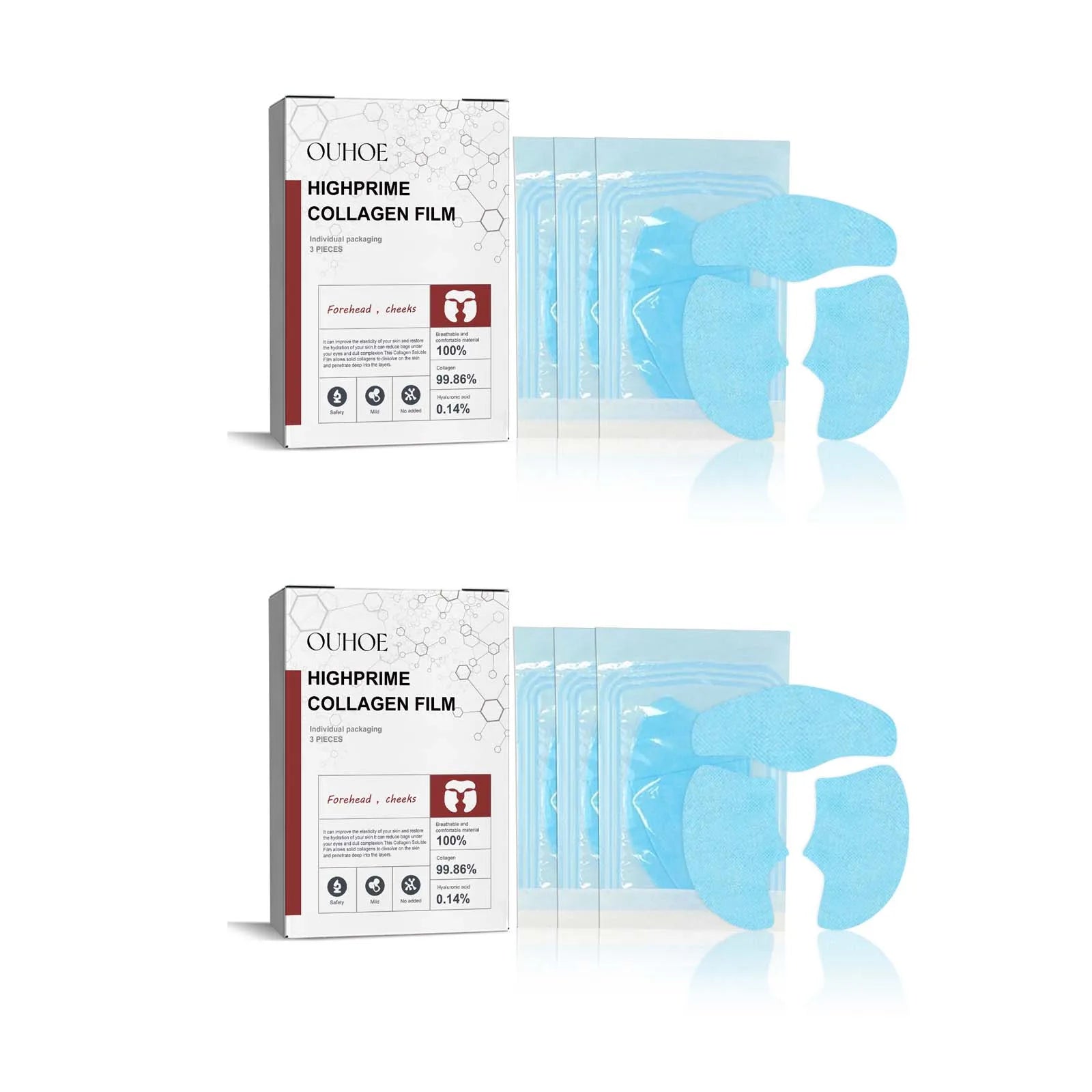 Collagen Membrane Set Paper Soluble Facial Mask Cheek Sticker Forehead Patch Fade Smile Lines Patches Tightening Skin Care Oasis Select 6Pcs