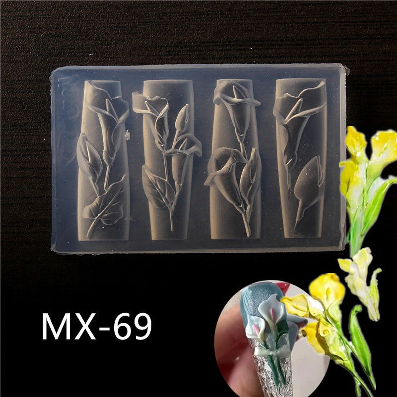 1/3Pcs 3D Nail Silicone Carving Mold Snake DIY Nail Decoration Art Nail Beauty Charm Silicone Nail Mold Nail Nails Products Oasis Select MR-06