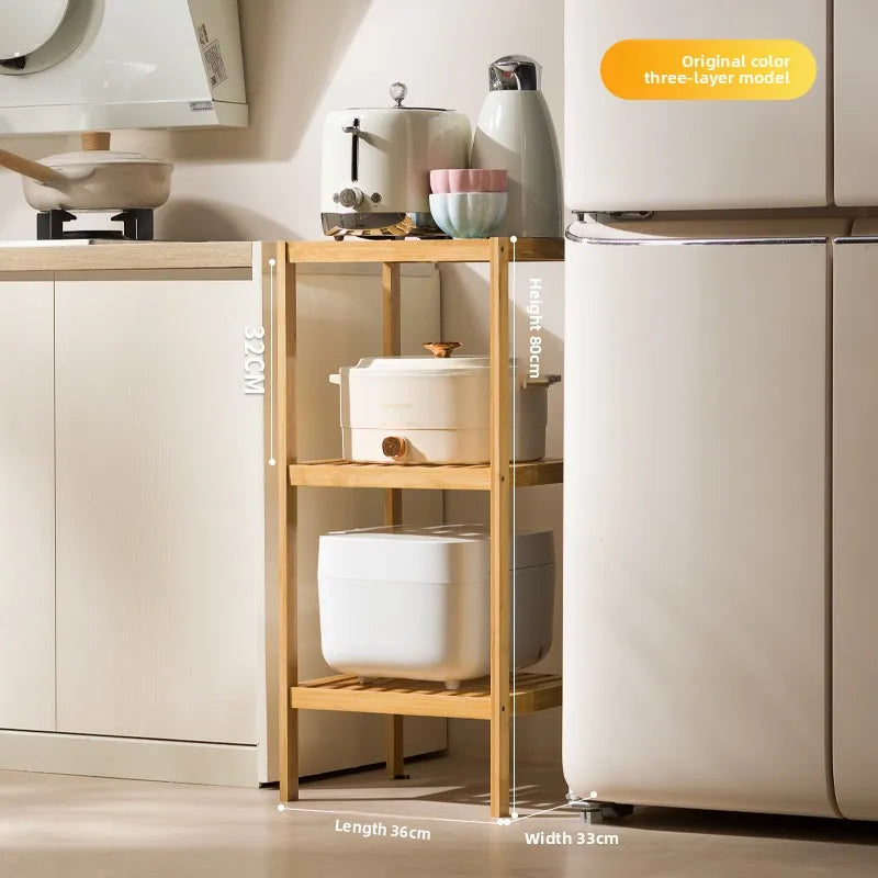 Bedroom shelf wooden frame multi-layer living room floor bathroom storage kitchen storage rack Nanzhu simple succulent frame Oasis Select Primary three layers