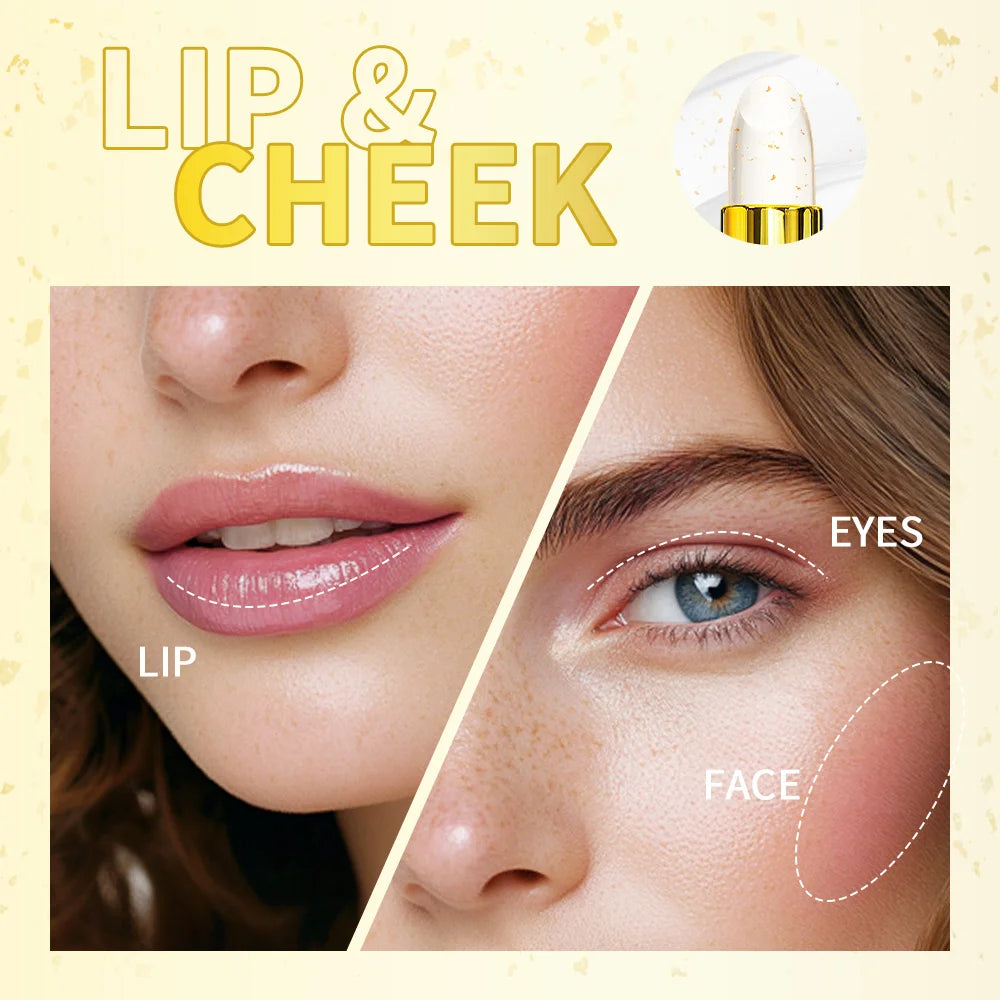 Color Changing Lipstick 2 in 1 Lip Blush Balm 24K Gold Long Lasting Moisturizing Nourishing Lips Plumper Deep Hydration Care Oasis Select
