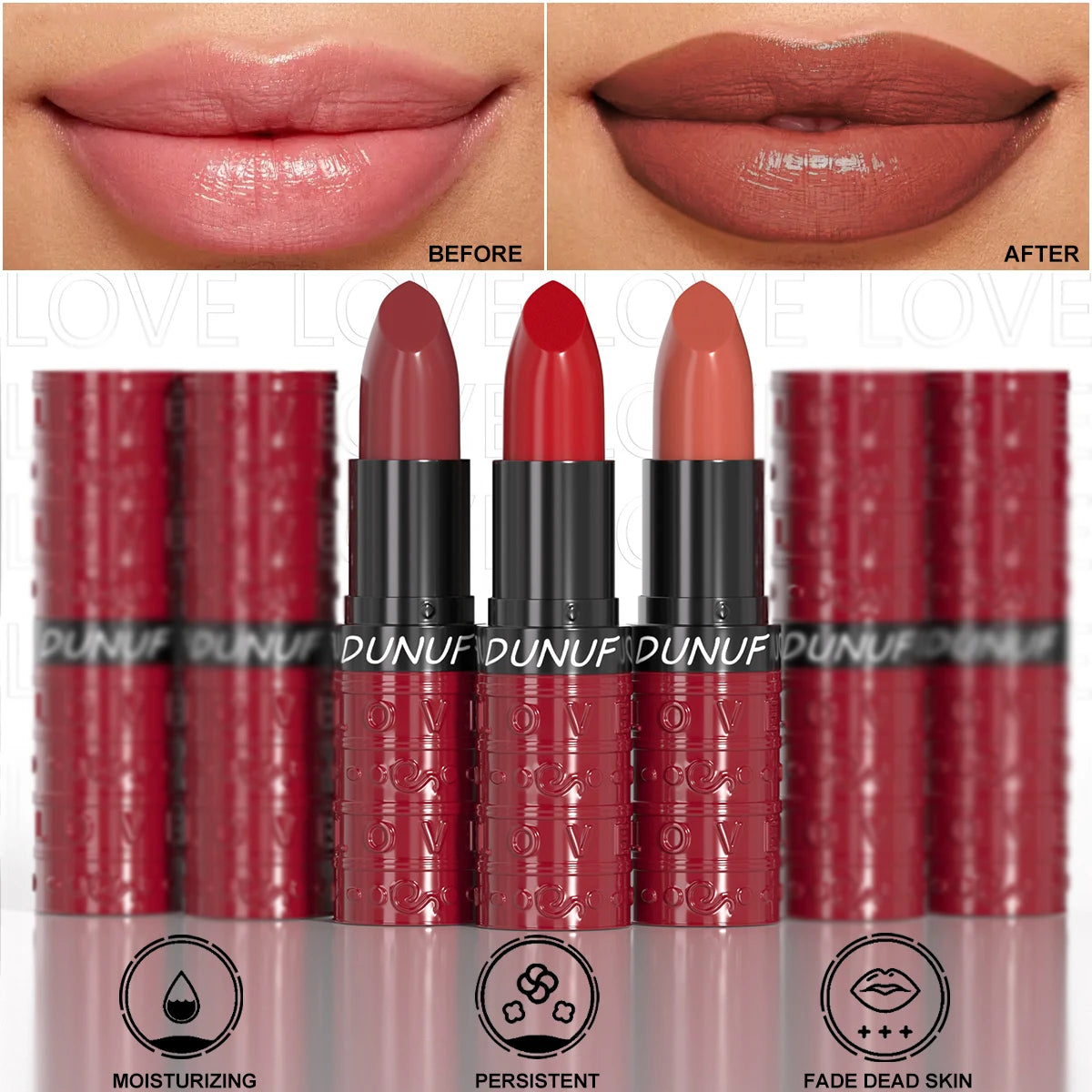 Moisturizing Lip Gloss Non-sticky Lipstick Reduce Lip Lines Brown Red Nude Lipstick Perfect Choice For Winter Oasis Select