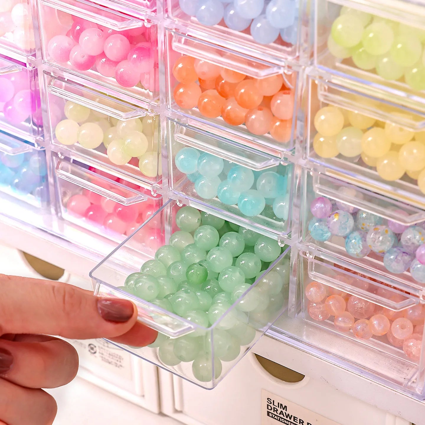 1pc acrylic 16 grid drawer style acrylic bead storage box, large capacity stackable loose bead jewelry accessory organizer Oasis Select
