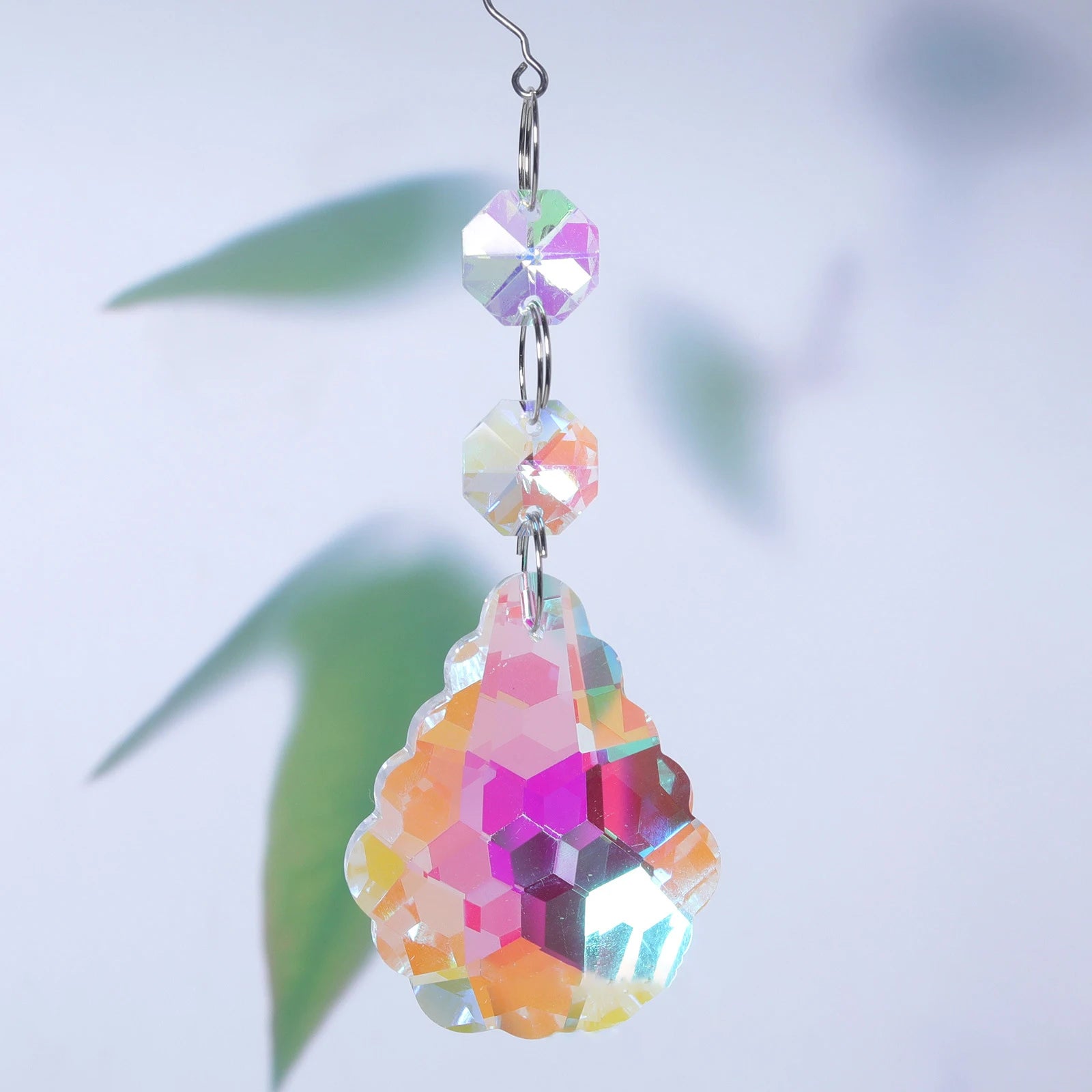 1PCs Crystal Suncatcher 9cm Curtain Pendant Sun Catcher AB Color Rainbow Chaser Glass Prism Outdoor Window Home Garden Decor Oasis Select H