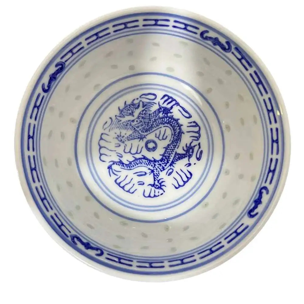 Blue and White Porcelain Bowl Chinese Orchid Bowl Traditional Ceramic Dragon Bowl Old Style Dessert Rice Bowl Oasis Select 1Pcs Dragon 6 inch