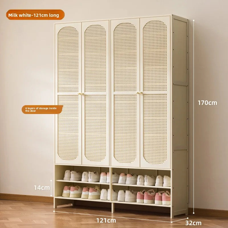 Large-capacity outer corridor multi-layer vertical shoe rack at the entrance of the household entrance Oasis Select white four doors 121