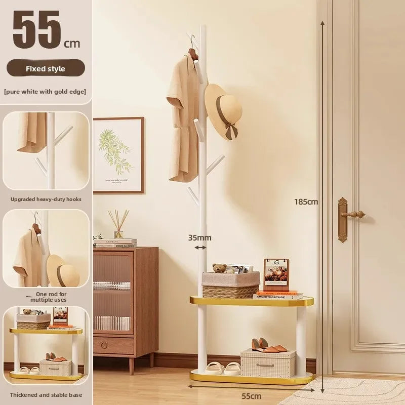 Multi-functional Bedside coat rack living room solid wood hanger double storage home floor hanger bedroom Oasis Select